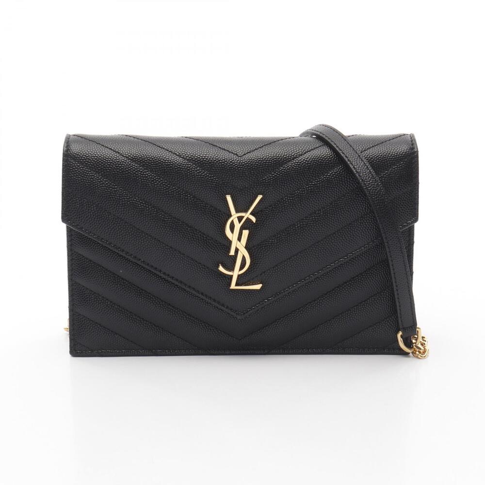 Saint Laurent Paris Cassandra Envelope Shoulder Bag Leather Black